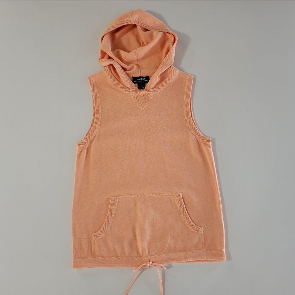 Lauren Ralph Lauren Peach Sleeveless Hoodie Sweatshirt-style Top